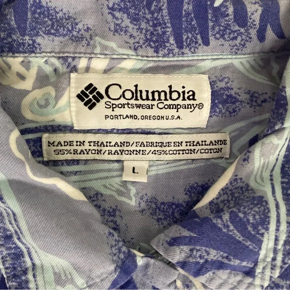 Columbia Sportswear Company shirt Mens Hawaian short sleeve Blue Size L - Picture 6 of 16